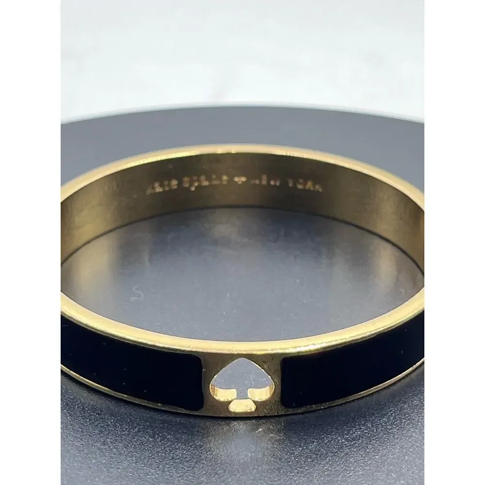 Kate Spade Hole‎ Punch Spade Black Gold Cutout Spade Hinge Bangle - Picture 11 of 11